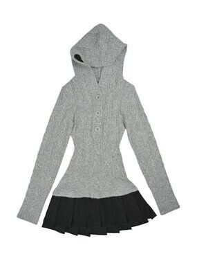 Sweet Chilling Hooded Mini Dress in Grey Black